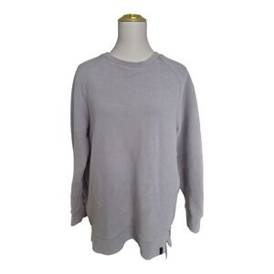 Varley Sweatshirt‎ Womens Large Side Zip Pullover Light Gray Marl Raglan